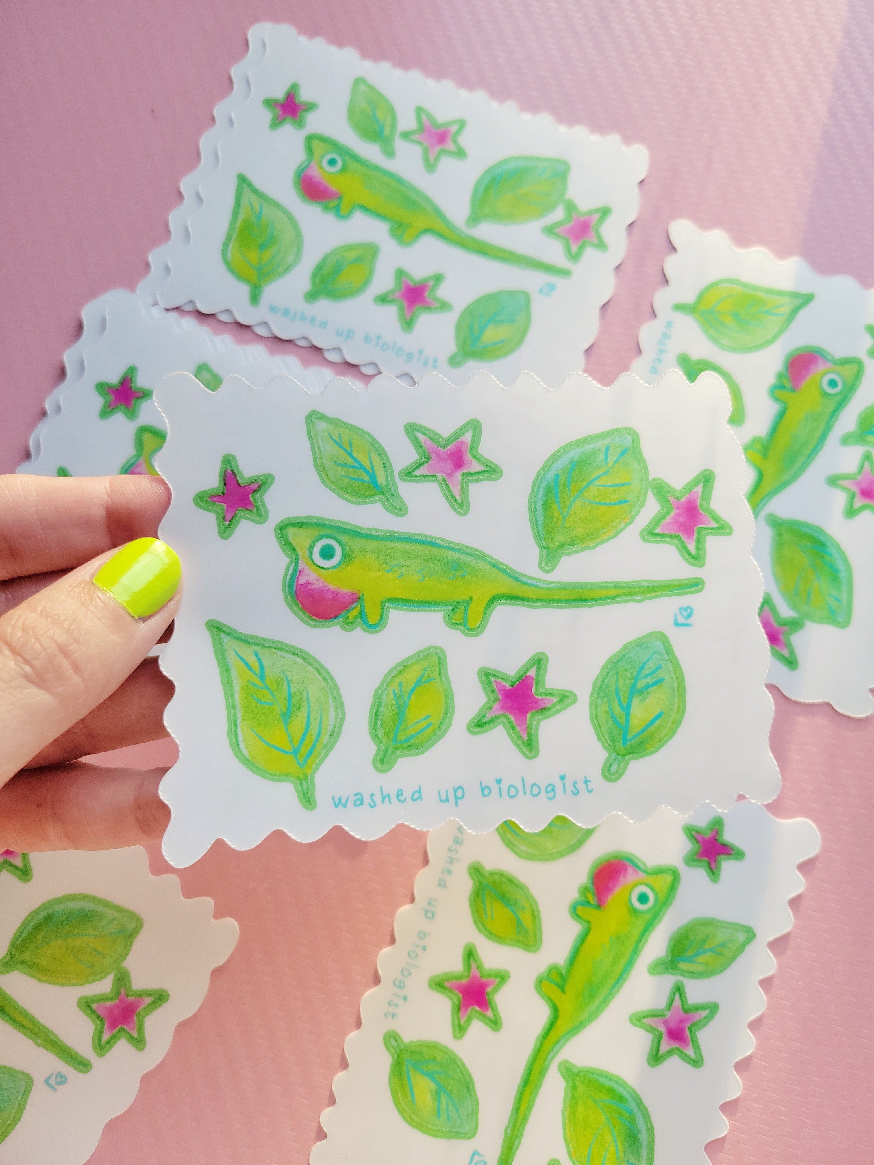 tiny anole lizard sticker sheet
