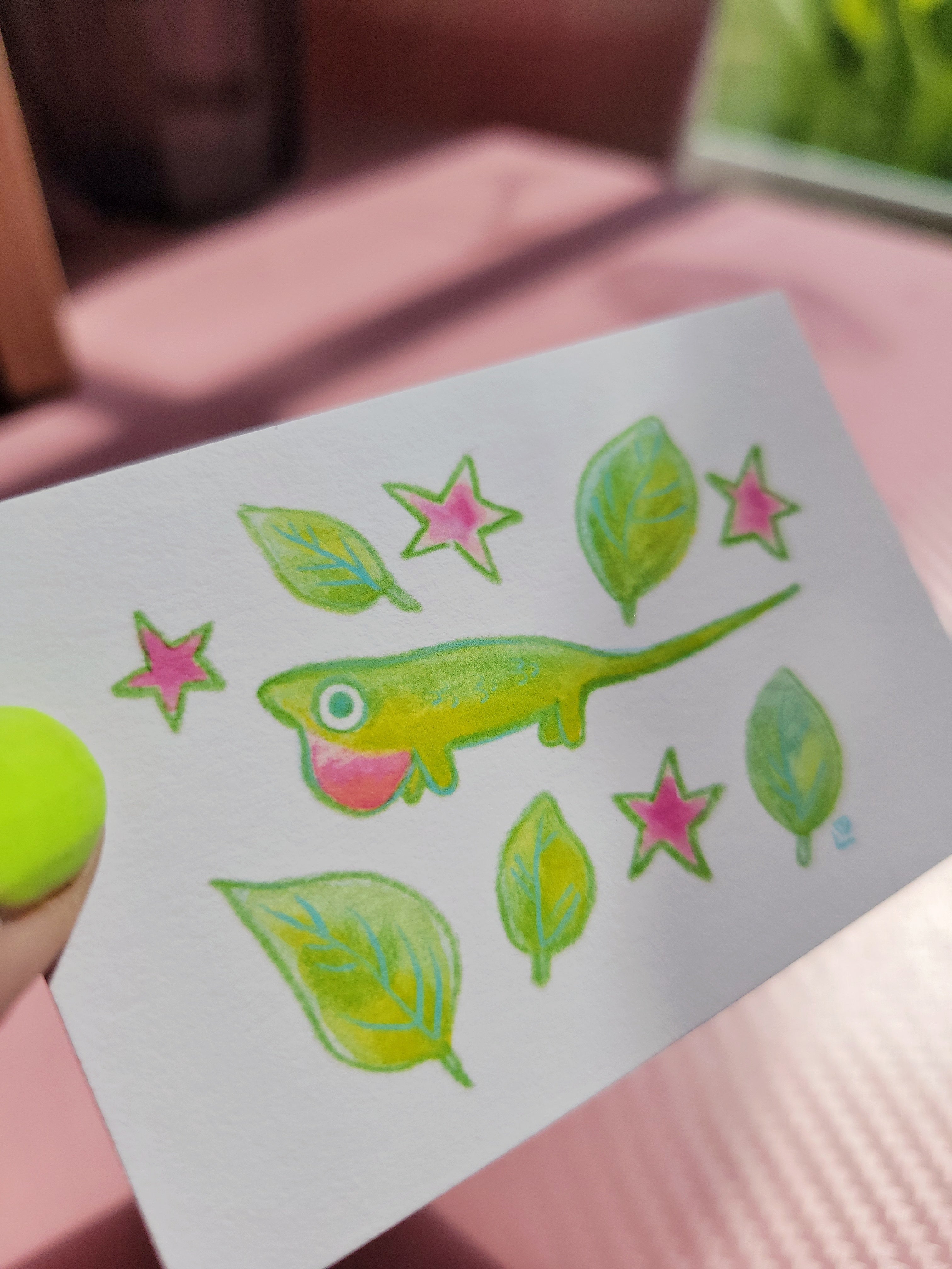 tiny anole lizard mini archival art print