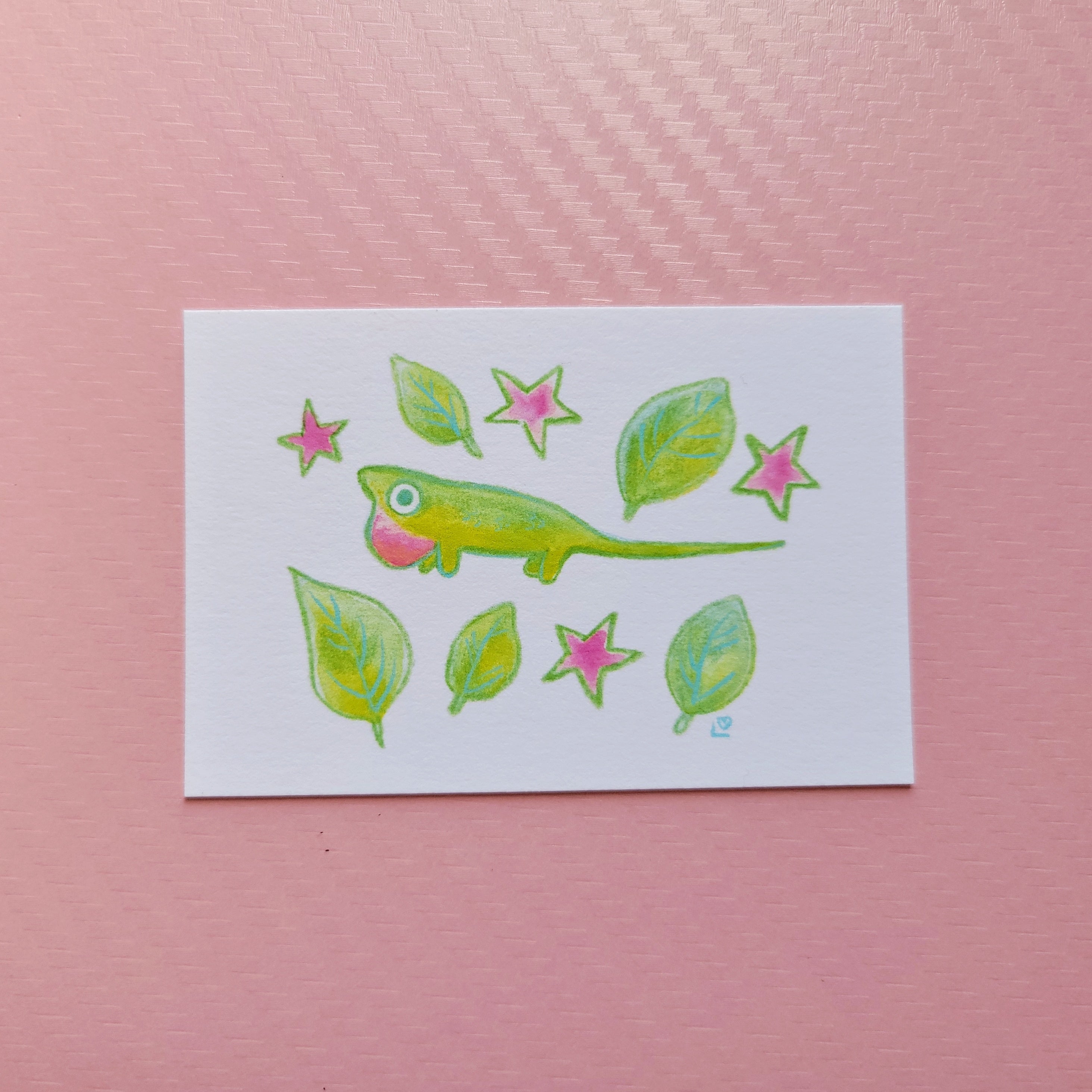 tiny anole lizard mini archival art print