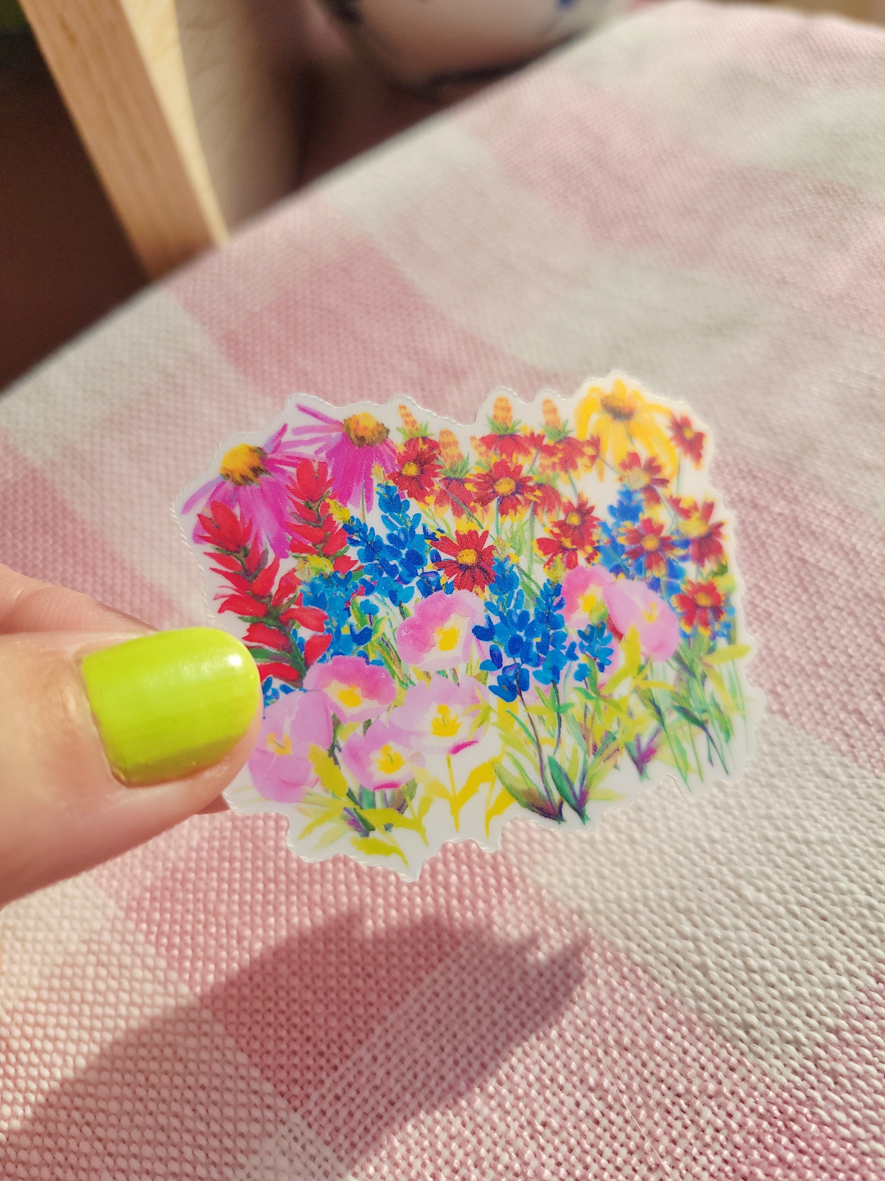 Texas wildflowers vinyl weatherproof sticker