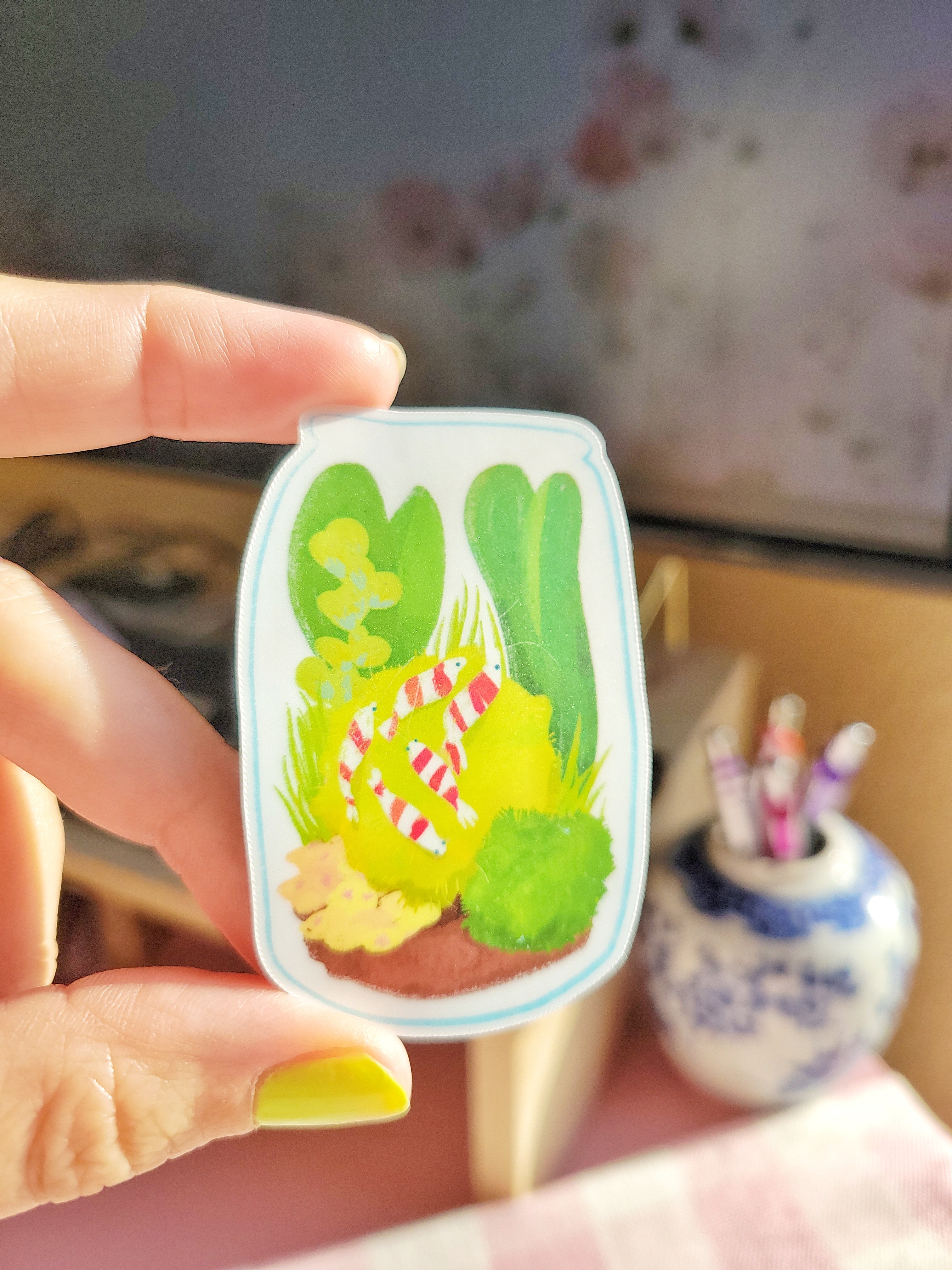 jar of shrimpies vinyl weatherproof sticker