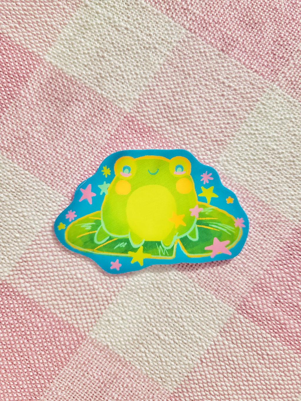 frog on a lily pad vinyl weatherproof sticker
