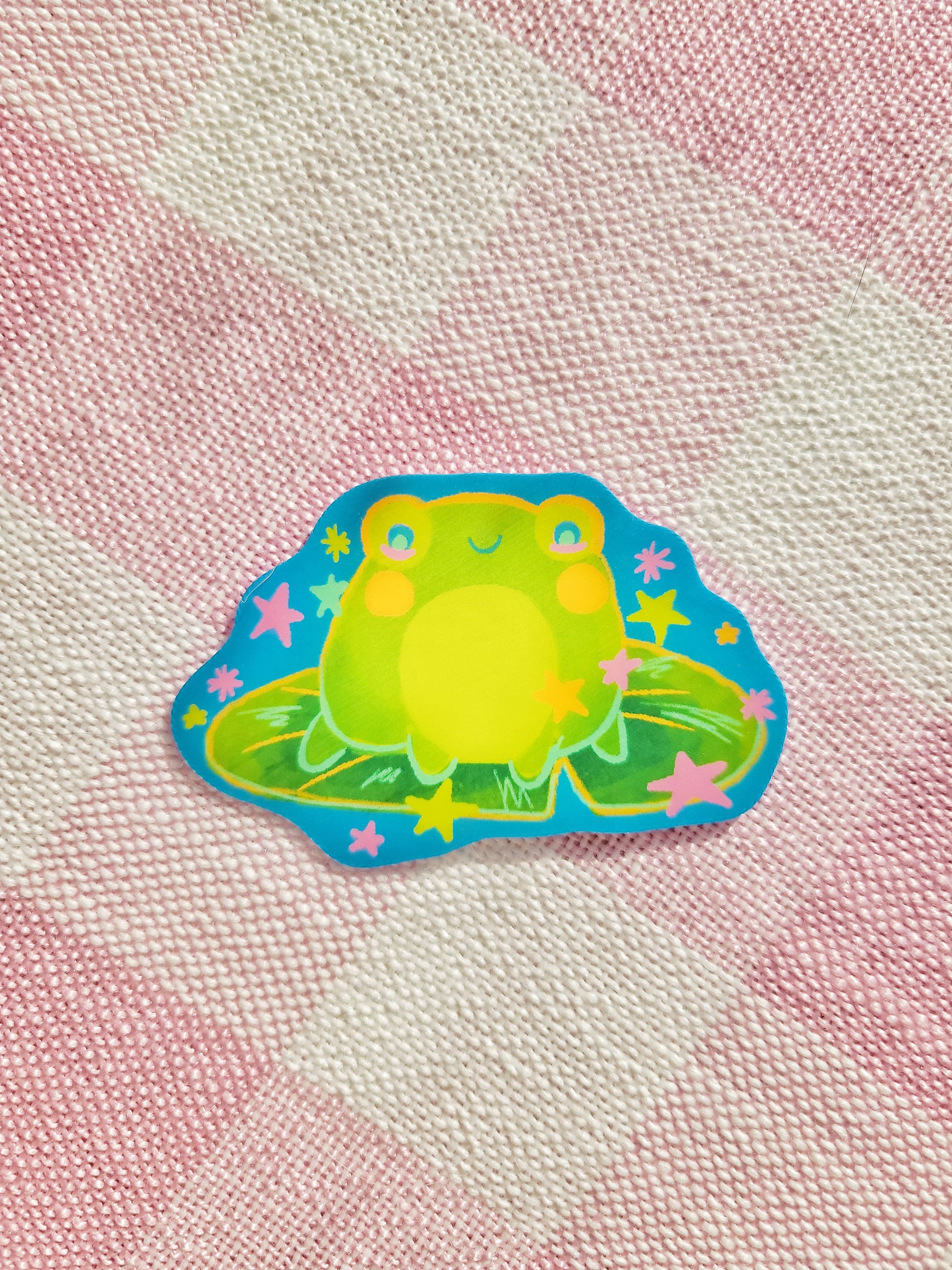 frog on a lily pad vinyl weatherproof sticker