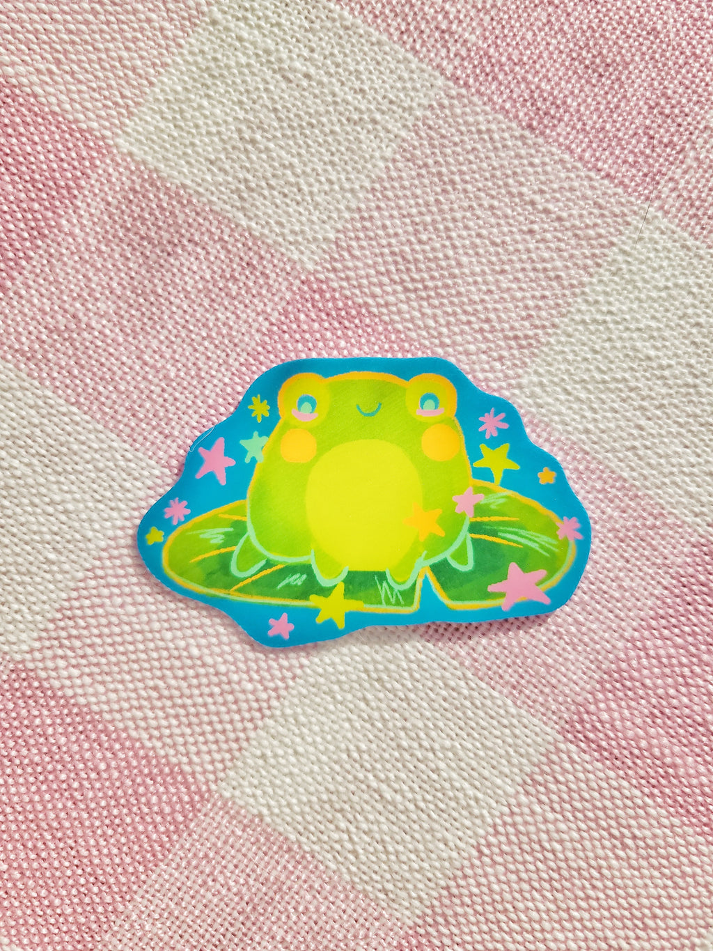 frog on a lily pad vinyl weatherproof sticker