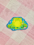 frog on a lily pad vinyl weatherproof sticker