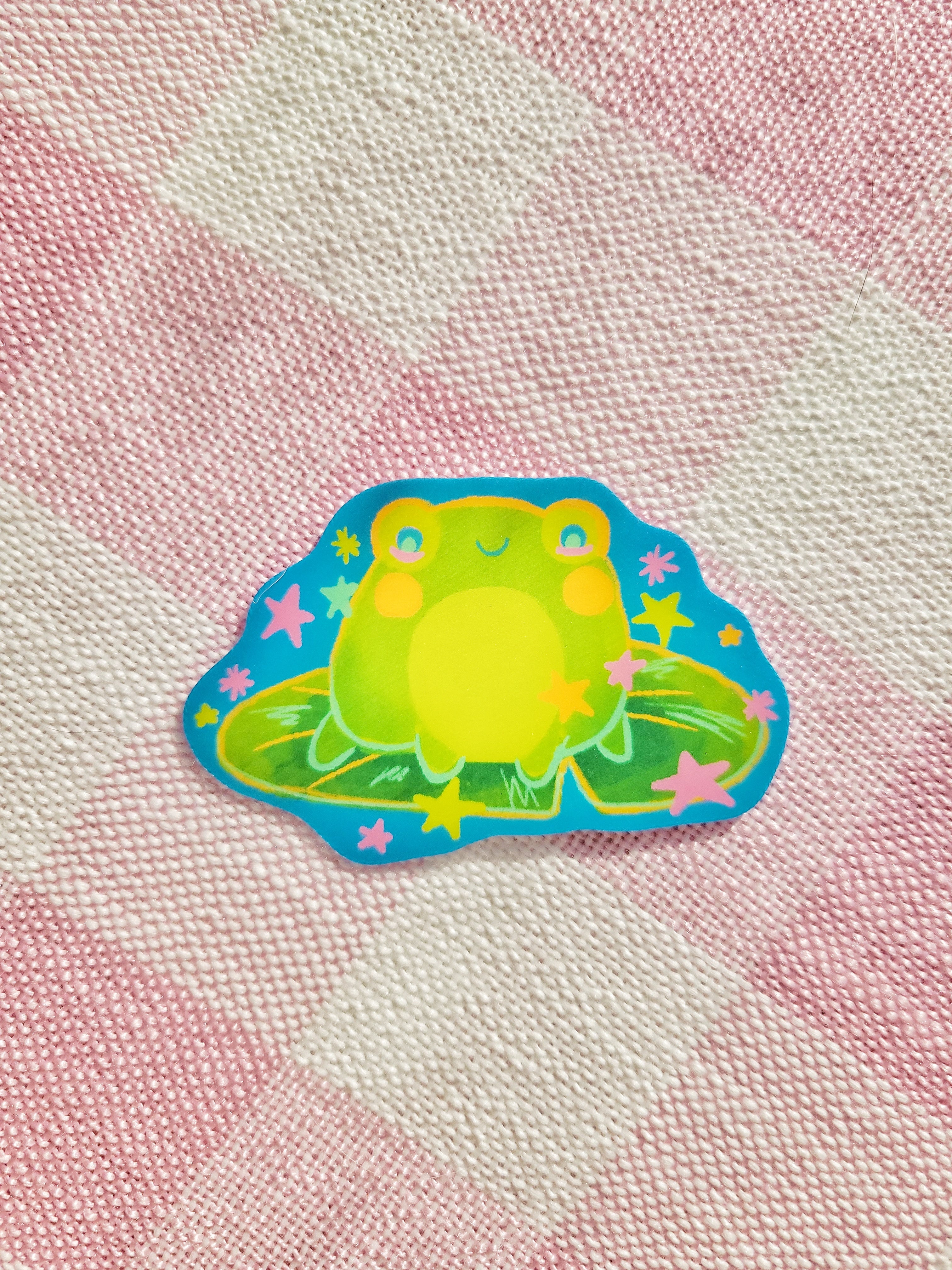 frog on a lily pad vinyl weatherproof sticker