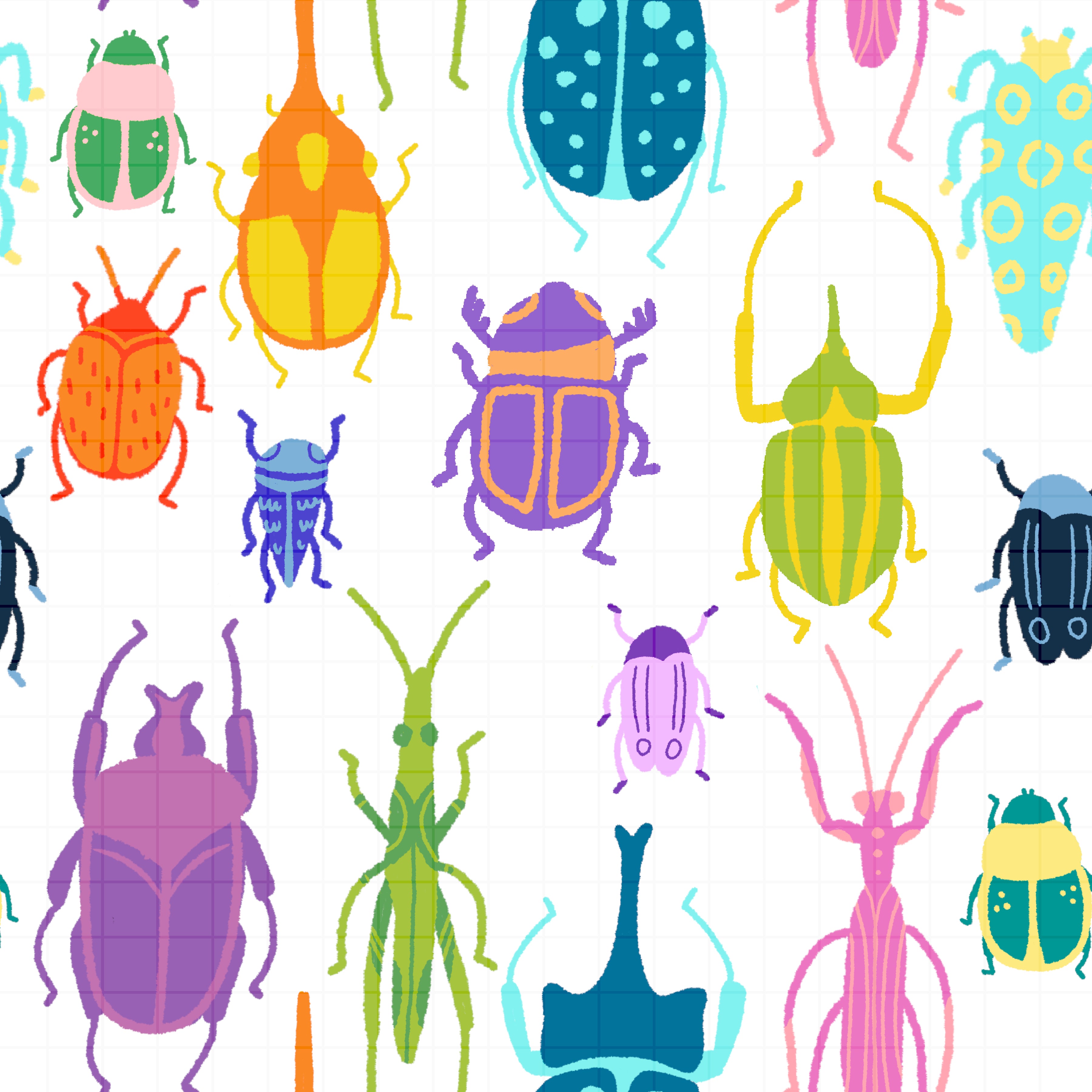 🪲 bright bugs seamless pattern digital file 🪲