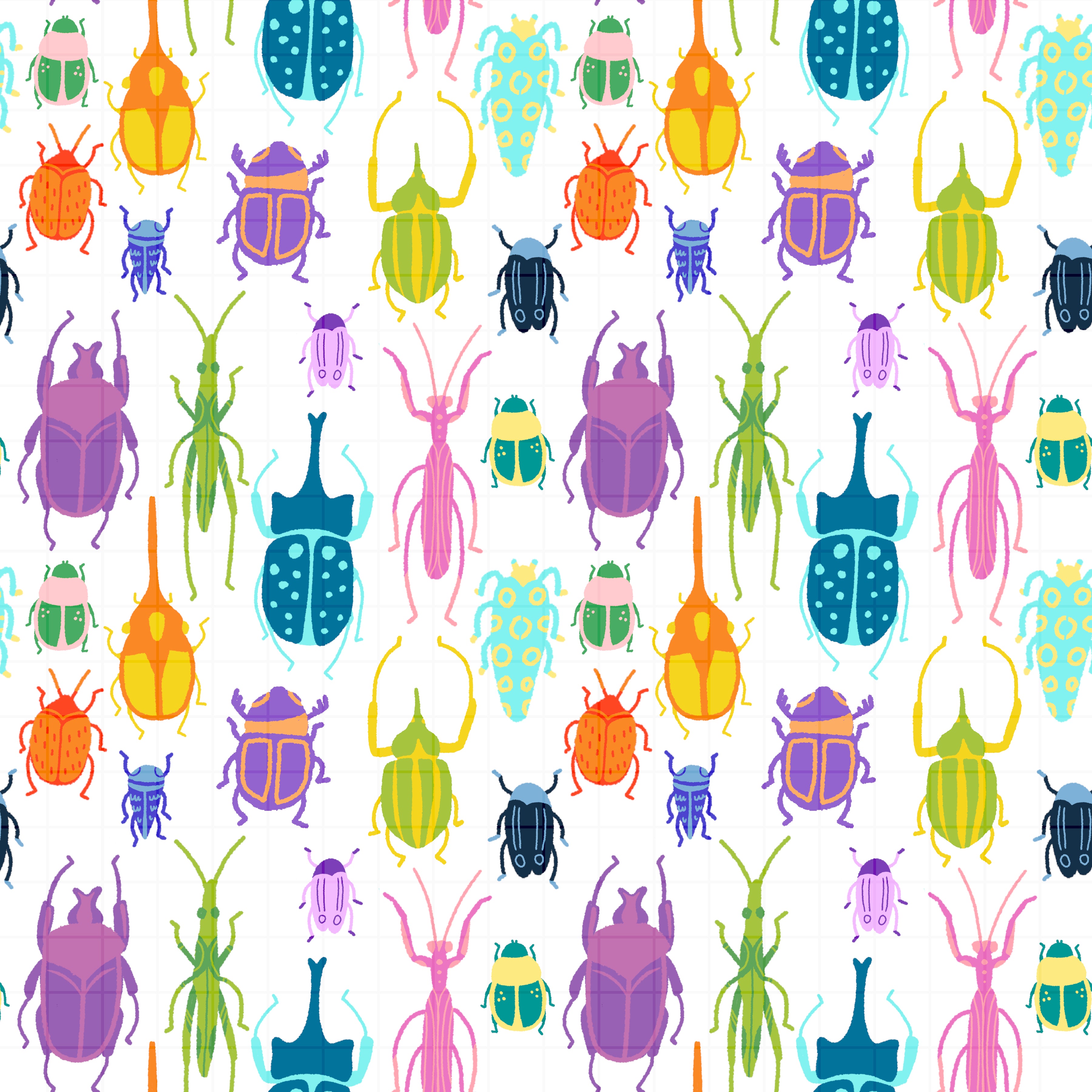 🪲 bright bugs seamless pattern digital file 🪲