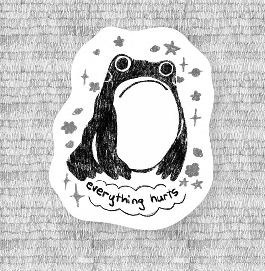 everything hurts frog matte sticker
