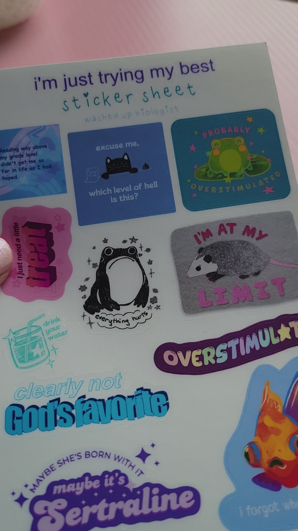 i'm just trying my best sticker sheet (4x6): mental health stickers