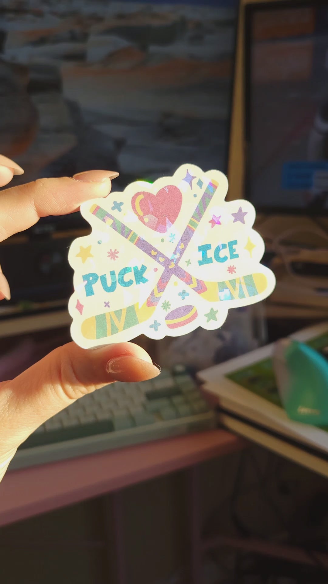 puck ice crackle holographic vinyl sticker