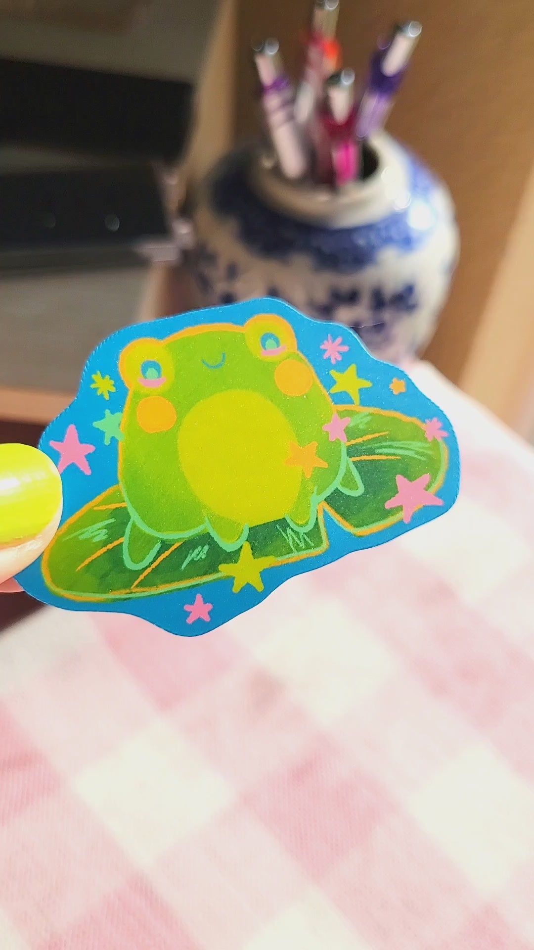 frog on a lily pad vinyl weatherproof sticker