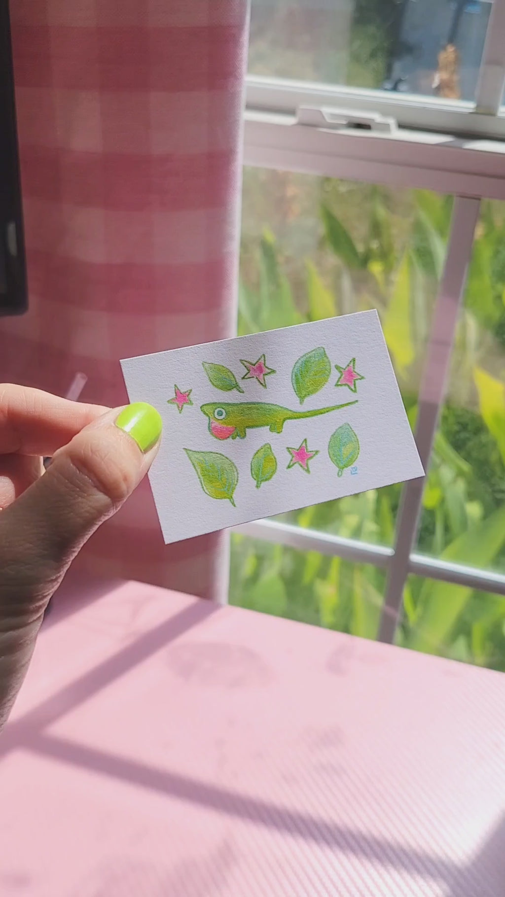 tiny anole lizard mini archival art print