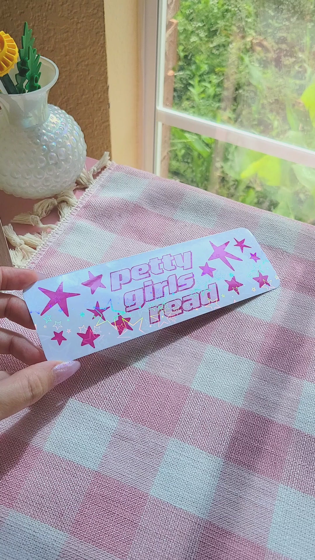 petty girls read holographic bookmark
