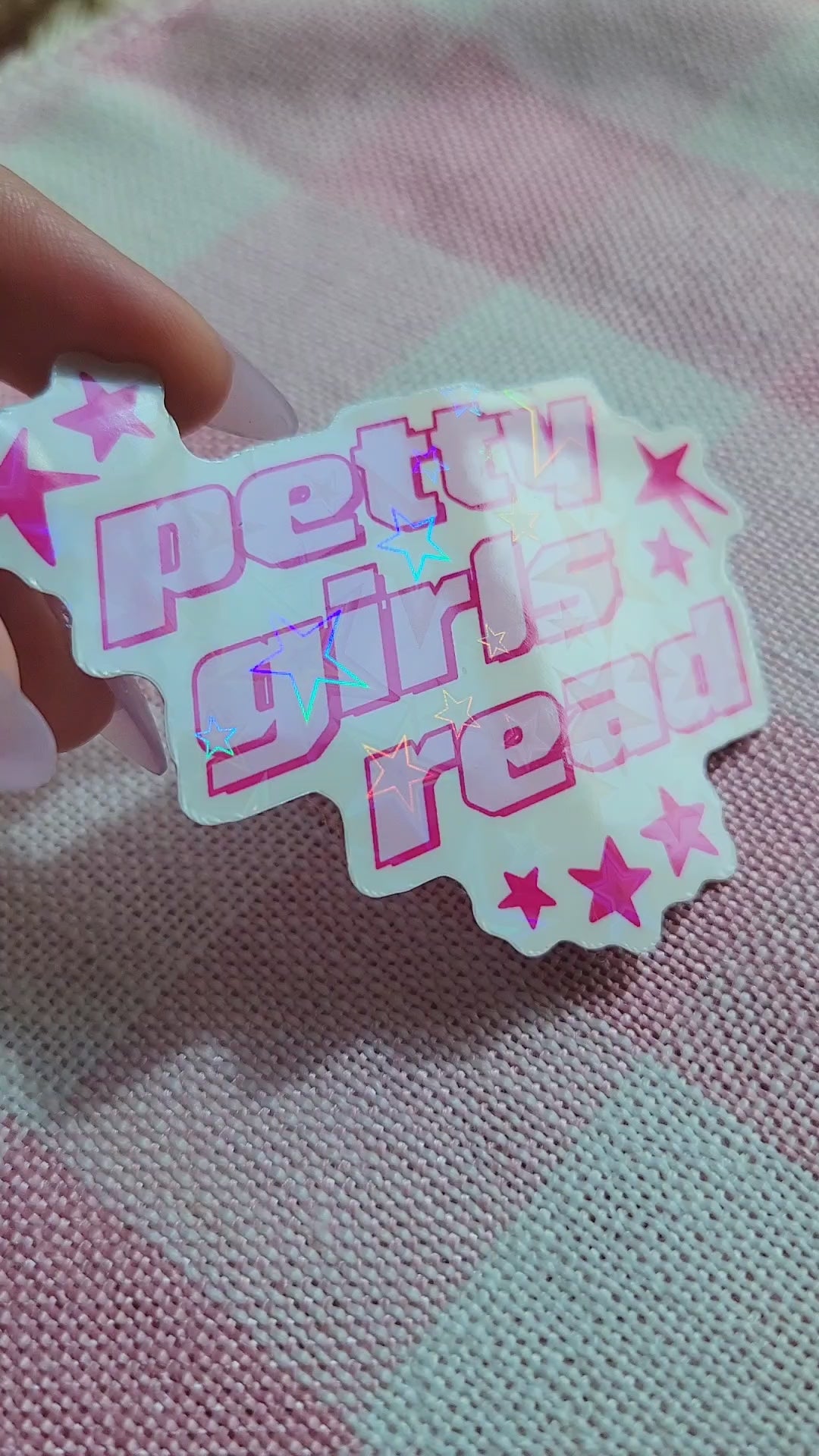 petty girls read holographic vinyl sticker