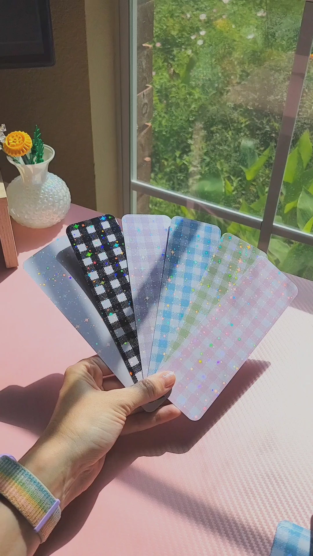 sparkly gingham bookmark for decorating with stickers; indecision friendly :)