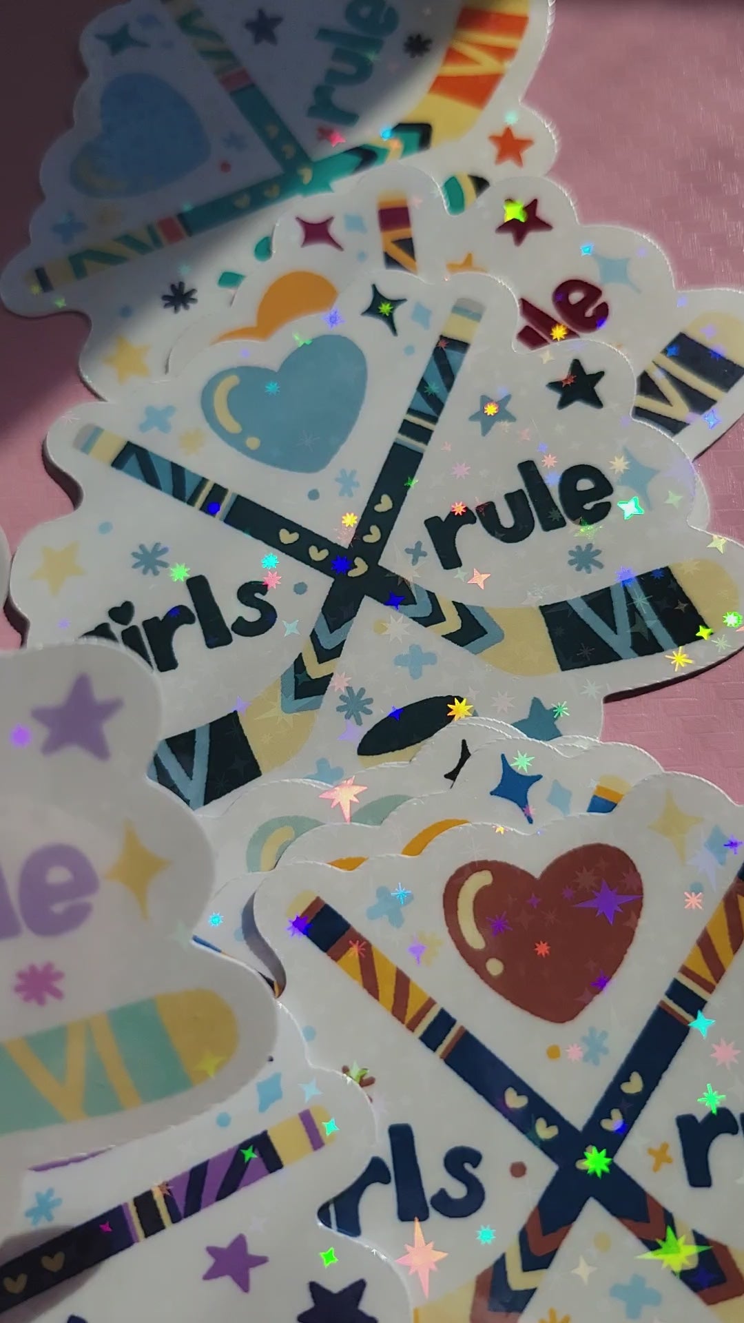 🏒 girls rule women's hockey sparkle holographic vinyl sticker 🏒
