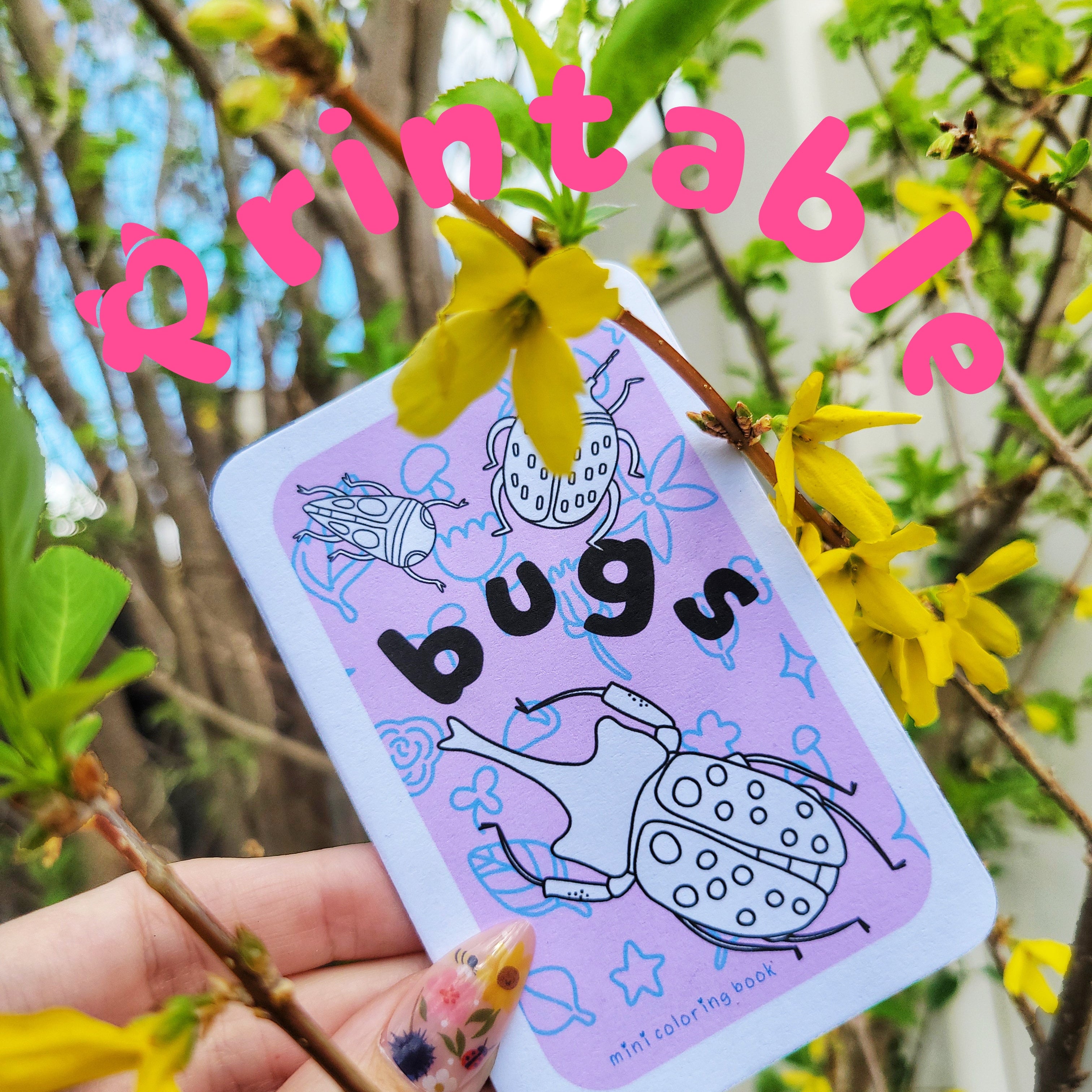 🐞 printable bugs mini zine coloring book digital file🪲