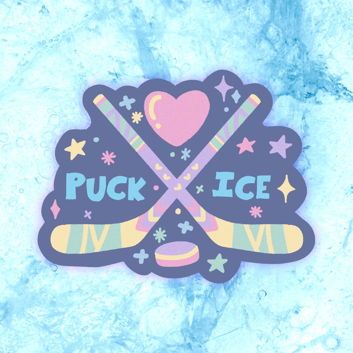 puck ice crackle holographic vinyl sticker