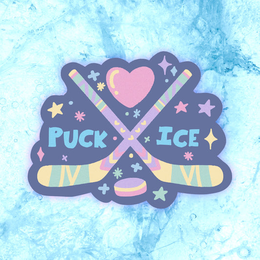 puck ice crackle holographic vinyl sticker