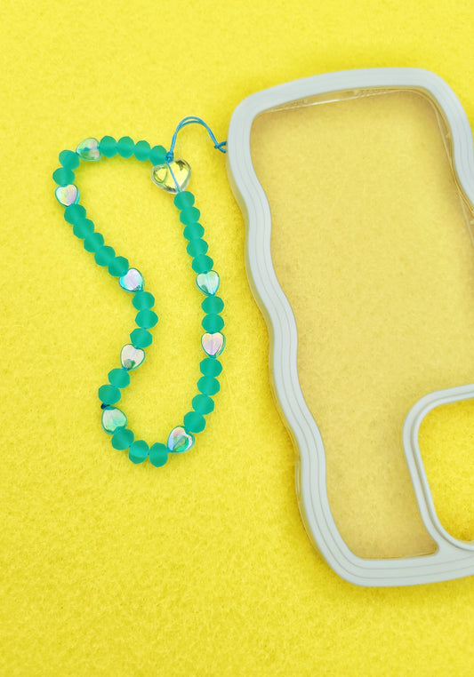 blue glass phone charm strap