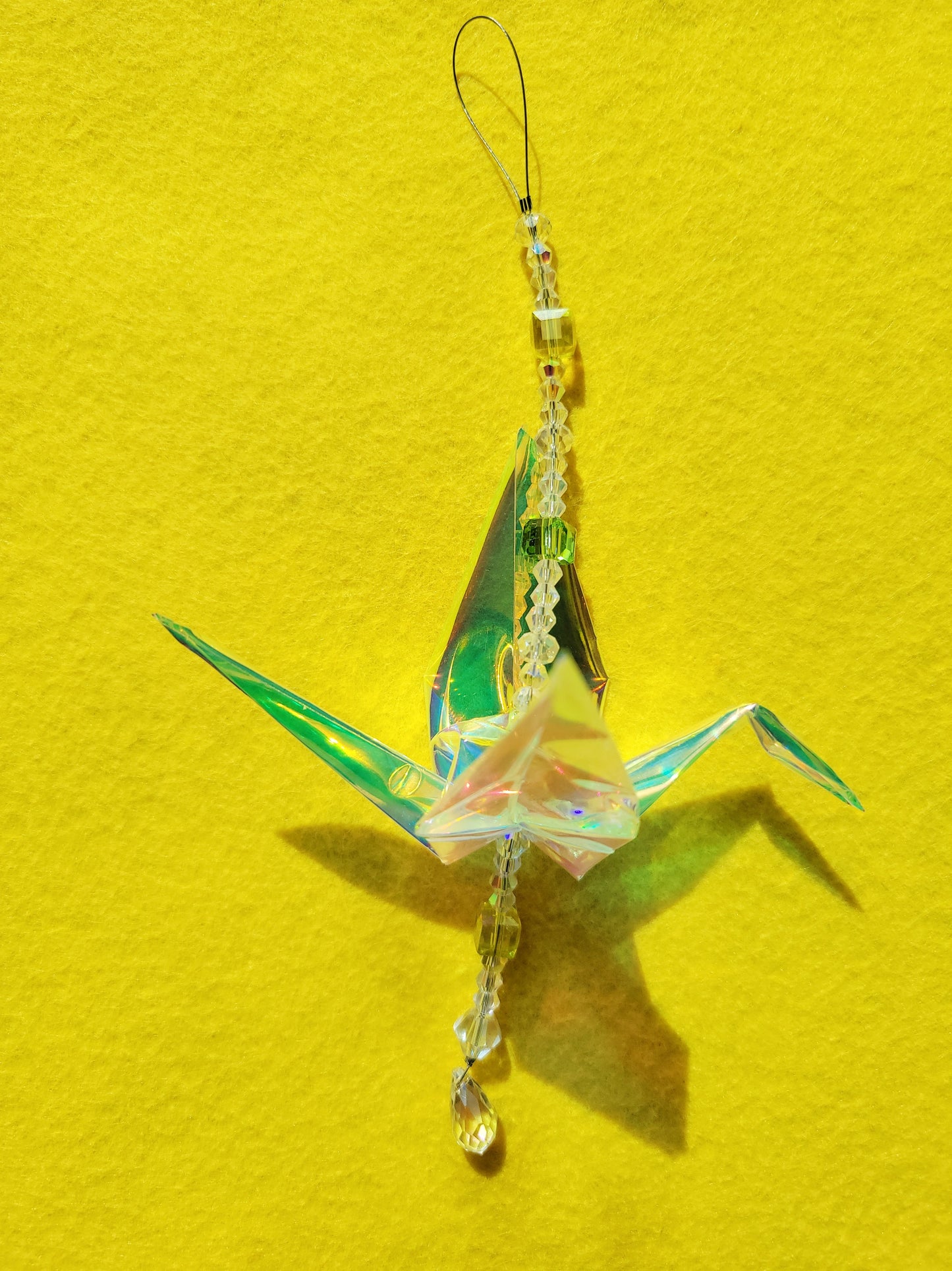 ☀️ small iridescent origami crane suncatcher ☀️