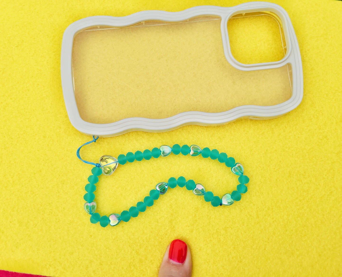 blue glass phone charm strap
