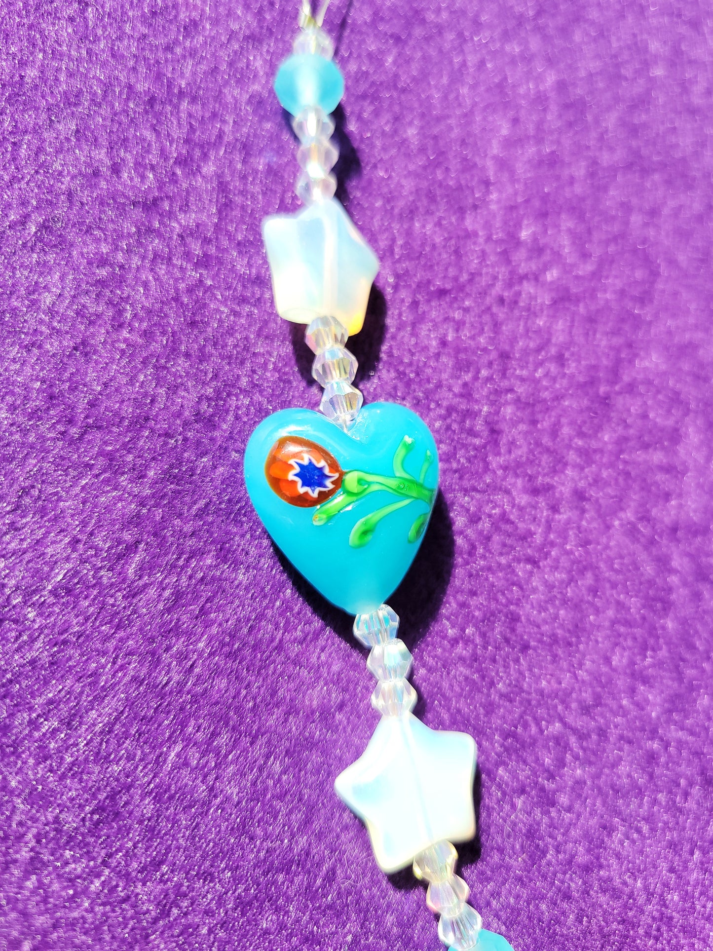 ☀️ blue heart and opalite stars suncatcher ☀️