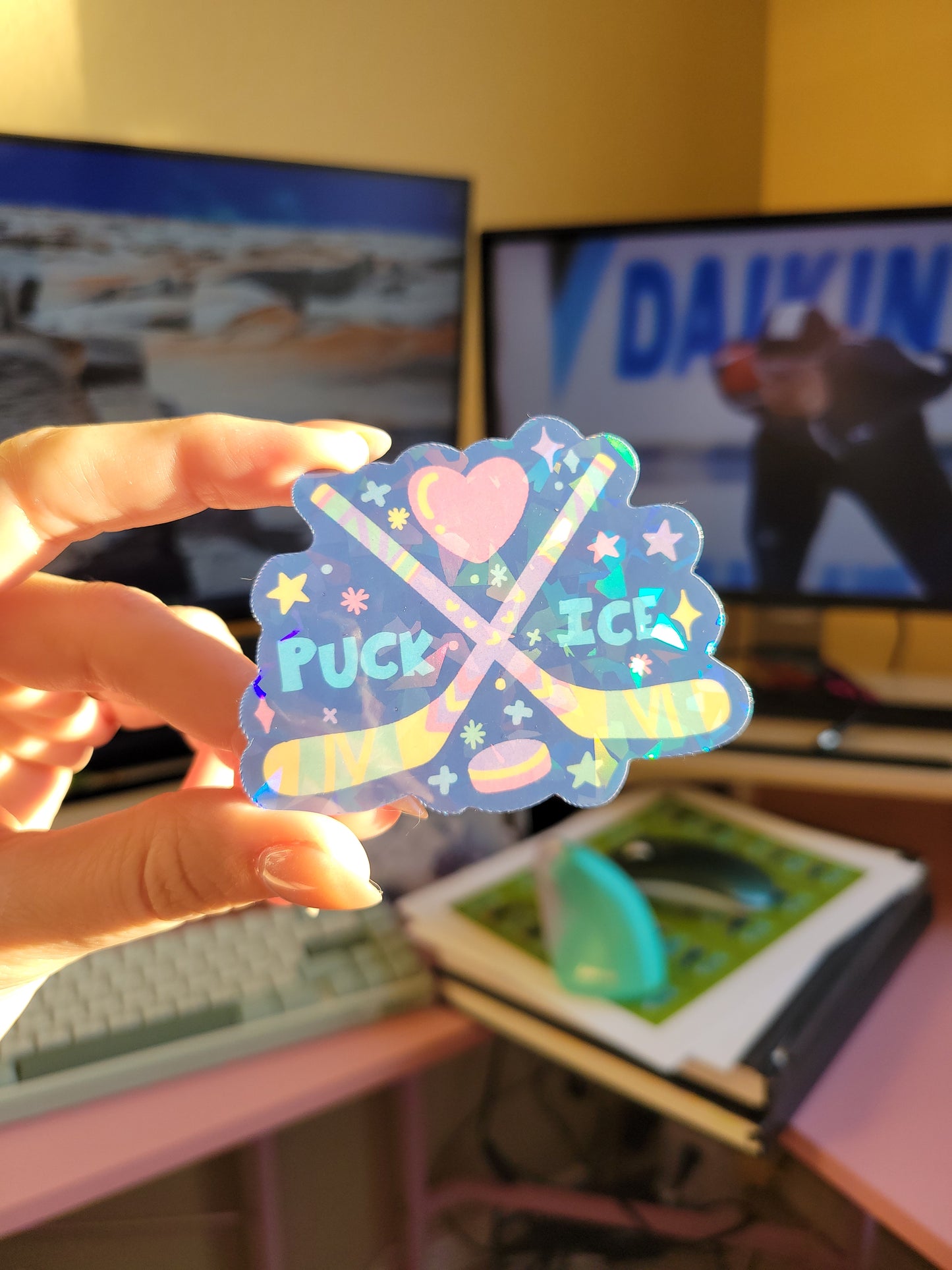 puck ice crackle holographic vinyl sticker