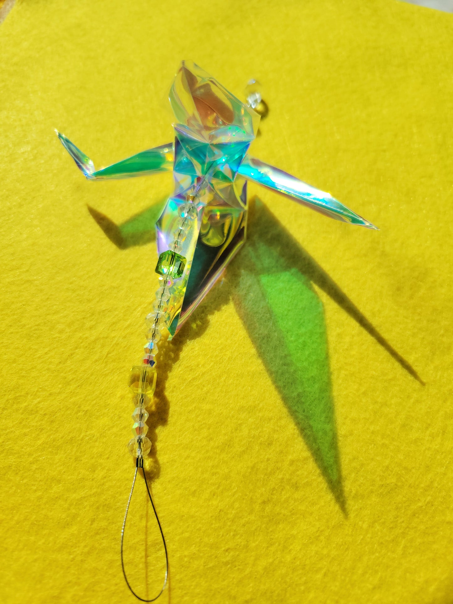 ☀️ small iridescent origami crane suncatcher ☀️
