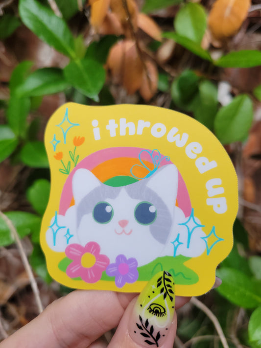 i throwed up matte sticker