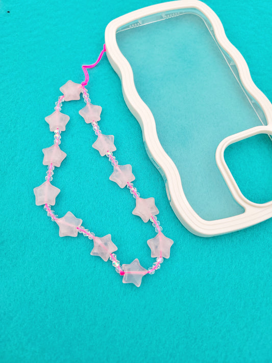 rose quartz star phone charm strap