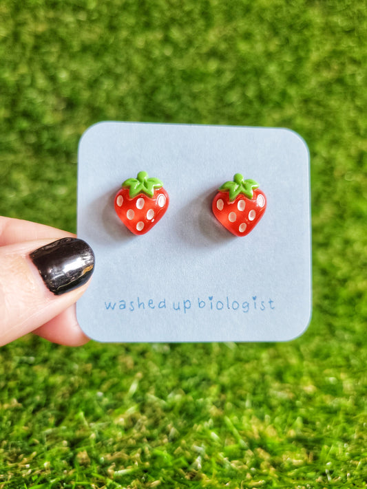 strawberry hypoallergenic stud earrings