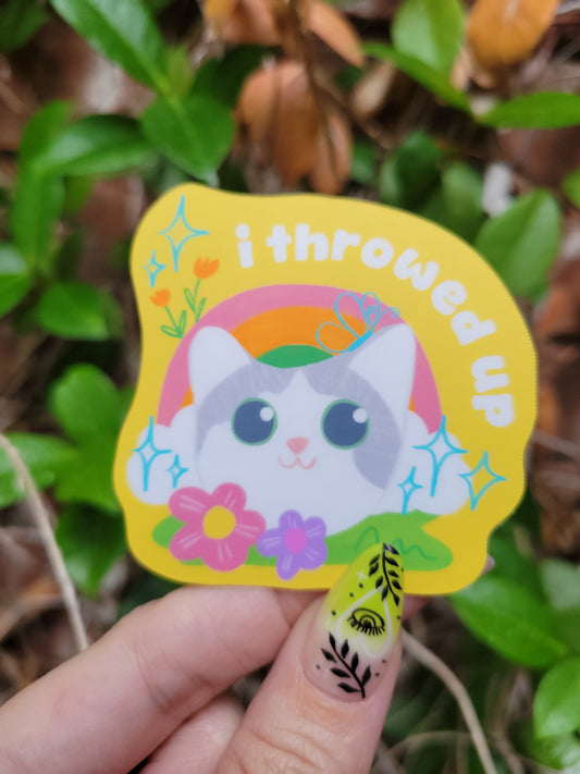 i throwed up matte sticker