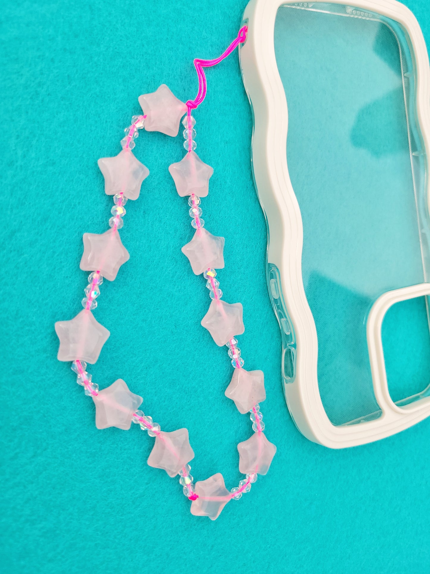 rose quartz star phone charm strap