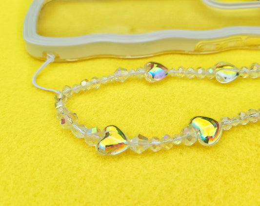 holographic hearts phone charm strap