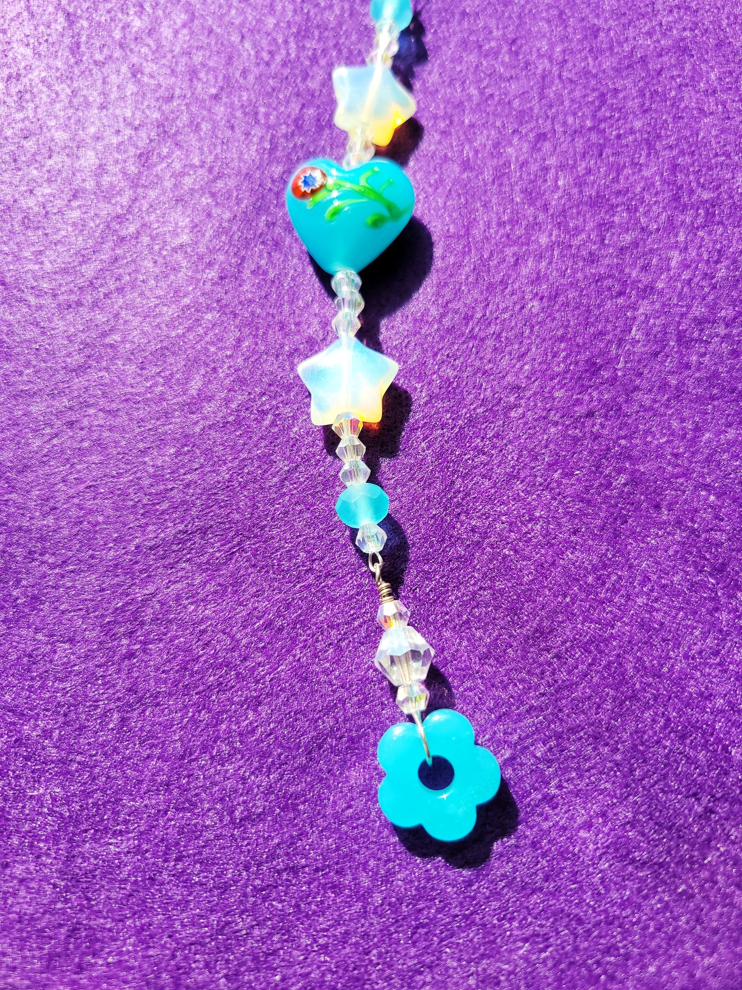 ☀️ blue heart and opalite stars suncatcher ☀️