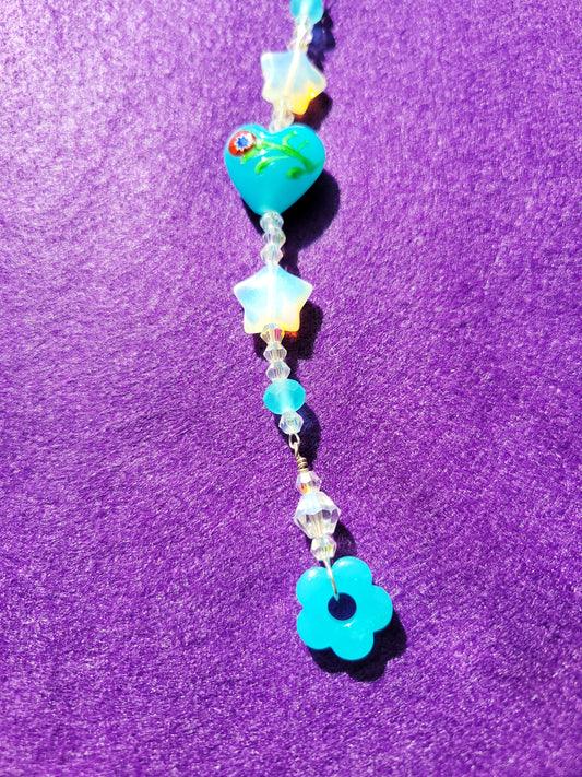 ☀️ blue heart and opalite stars suncatcher ☀️